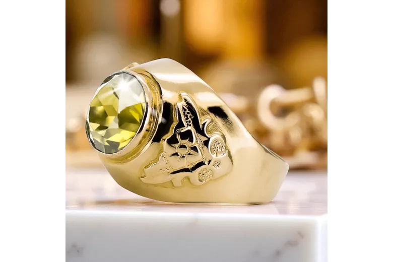 خاتم فينتاج اللون الأصفر 14 كارت من الذهب الأصفر vrc078y